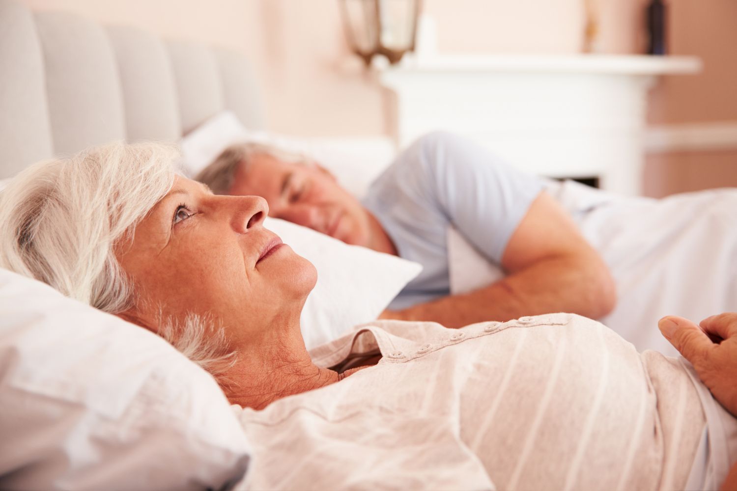 Senior woman awake with insomnia